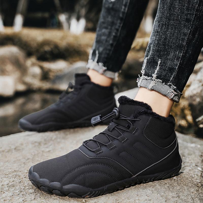 Unisex Winter Boots Men Women Waterproof Snow Cotton Boots Women Sneaker Men Barefoot Warm Fur Anti Slip Trekking Hiking Shoes
