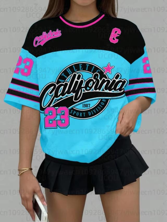 Women s Sports Jersey California 23 Print Short Sleeve T-Shirt Summer Graphic Tee Baseball Jerseys Women Casual Travel T-Shirt S