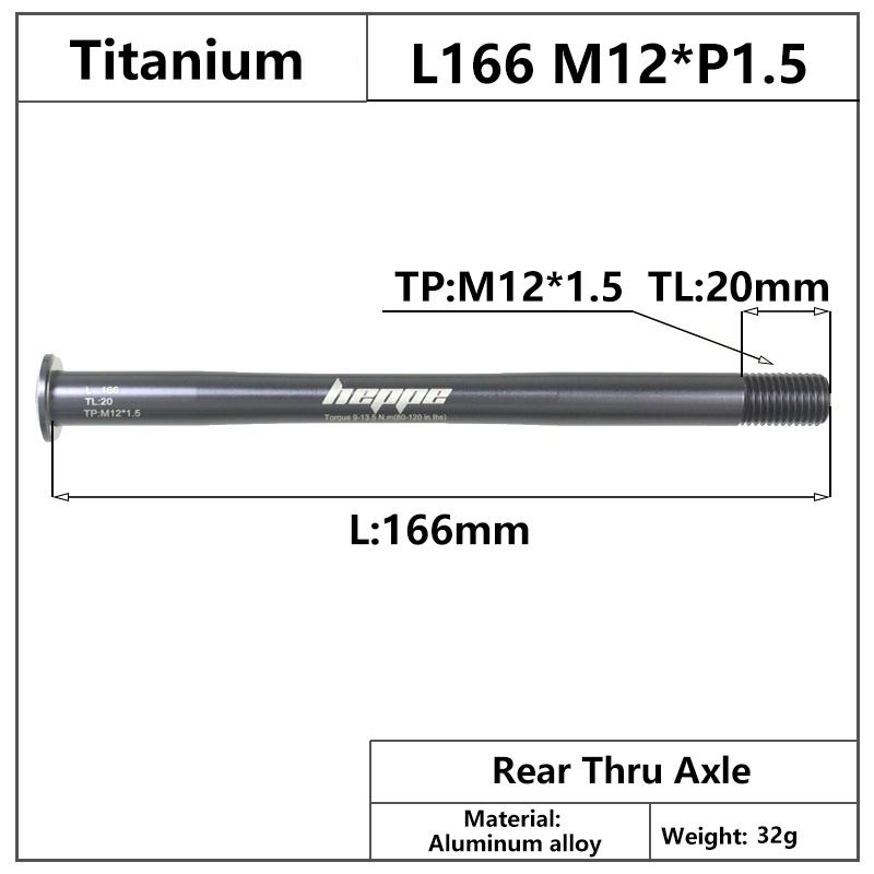 HEPPE MTB Road Bike Titanium Thru Axle Ultra Light Bike Axle 12x142 12x148 Rear Hub Thru Axle Bike Fork 12x100 12x110 Shaft