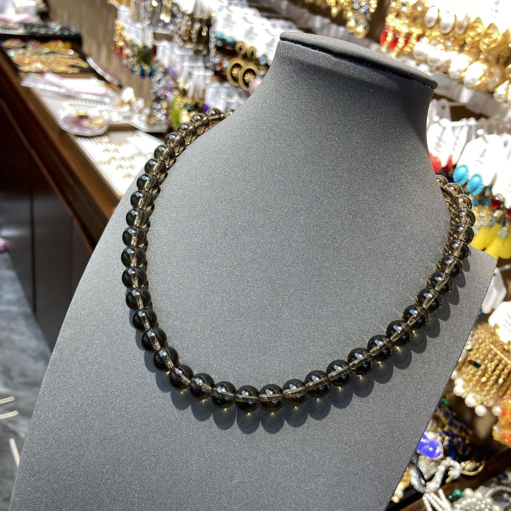 Hand-Woven Natural Crystal Beaded Necklace Obsidian Necklace Niche Quiet Luxury Fashion Ethnic Versatile Sweater Chain