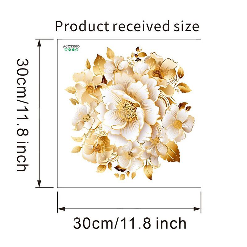 Badezimmer-WC-Aufkleber, modernes, minimalistisches goldenes Blumenmuster, selbstklebende Gemälde für Badezimmer-Wohndekorationen