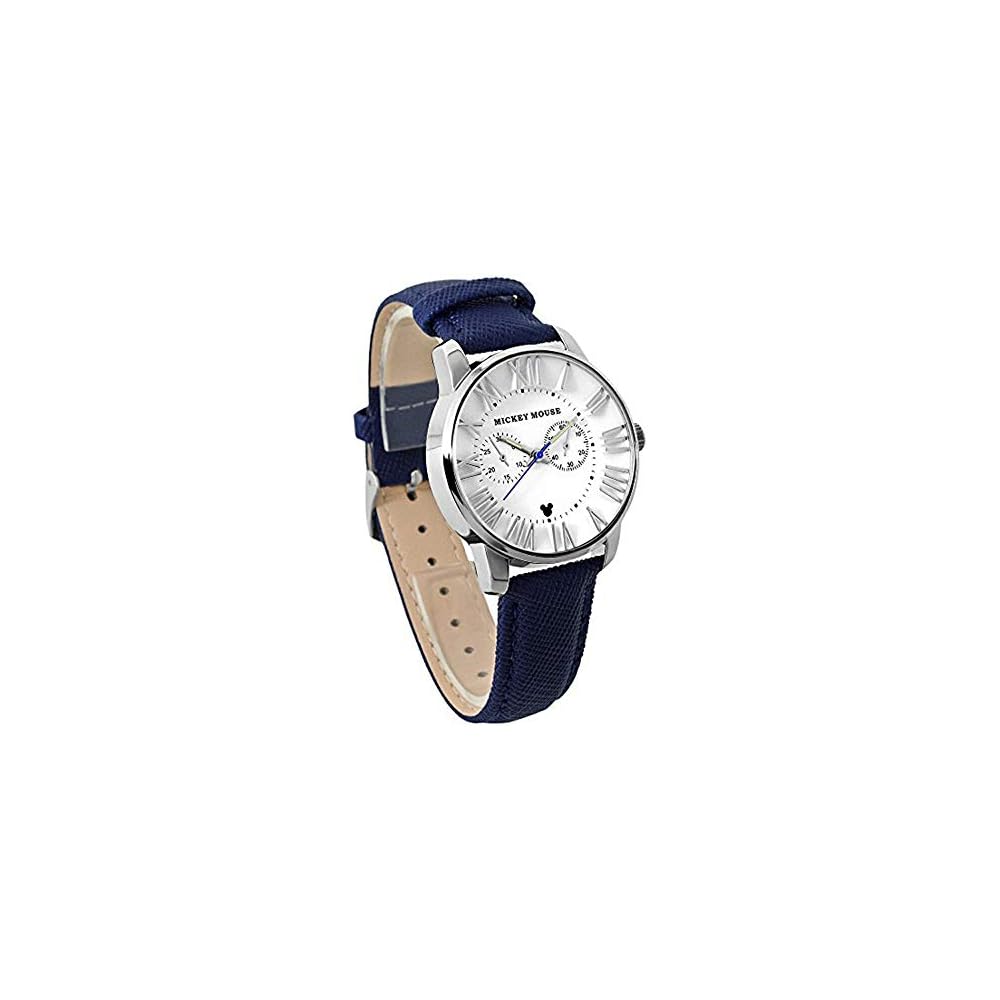Disney Leather Belt Watch Mickey Navy 3D Chronograph Model Unisex
