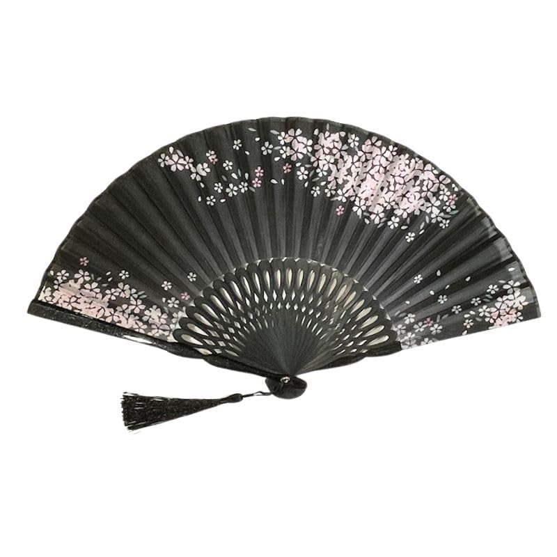 Folding Silk Folding Fan from a Kimono for with Lace Folding Fan Gift 9A1 [Acacia Style] Left-handed Fan, High-quality Shop, Women, Bag, Boxed, (Ouka