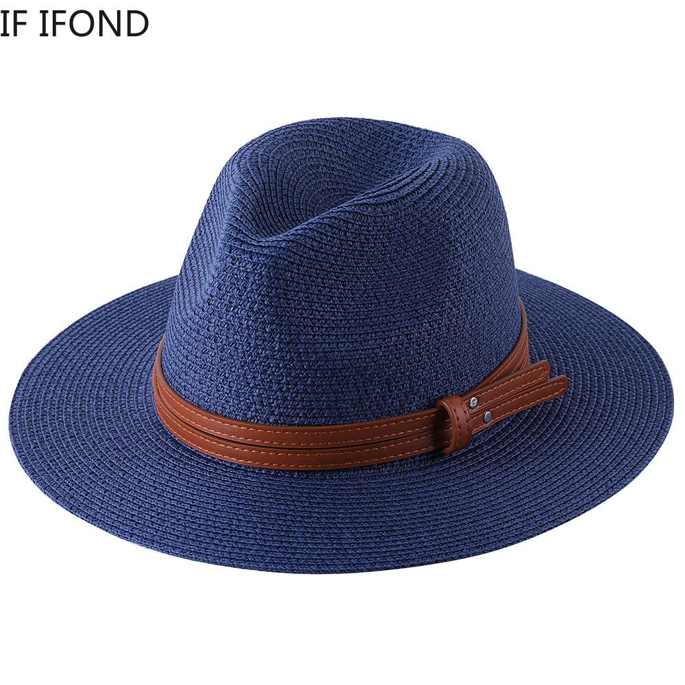 56-58-59-60CM Neuer natürlicher Panama-Strohhut mit weicher Form, Sommerhut für Damen/Herren, breite Krempe, Strand-Sonnenkappe, UV-Schutz, Fedora-Hut
