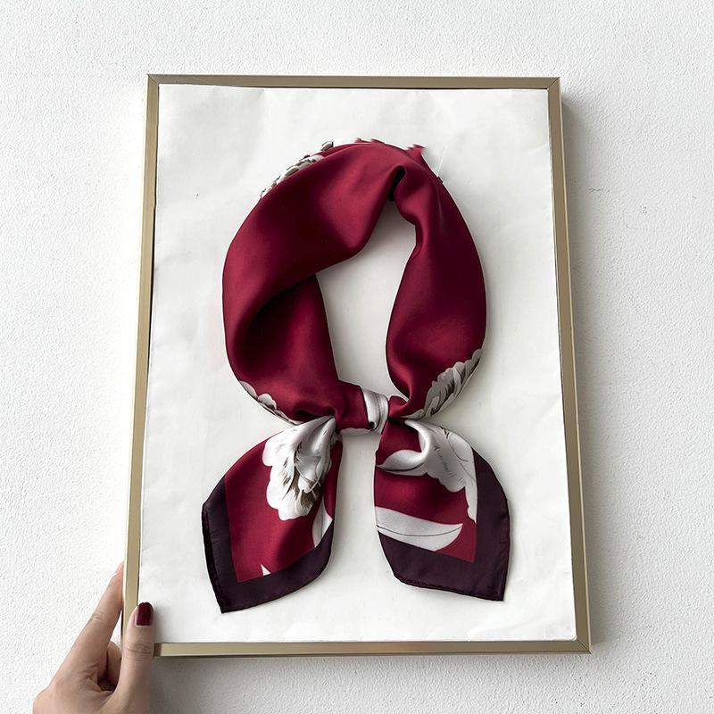Silk Feeling Scarf Square Satin Head Scarf for Women