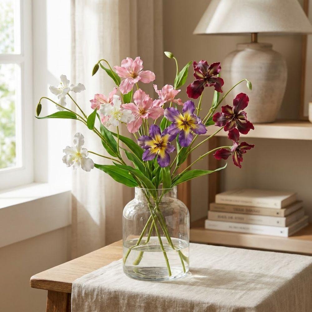 Realistic Simulation Silk Flowers Long Branch Faux Flower Luxury Fake Iris Stem  Party Decor