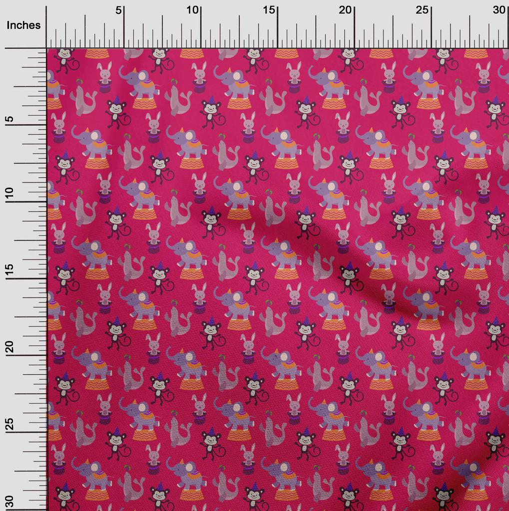 oneOone Cotton Flex Magenta Fabric Circus Diy Clothing Quilting Fabric Print Fabric By Yard 40 Inch