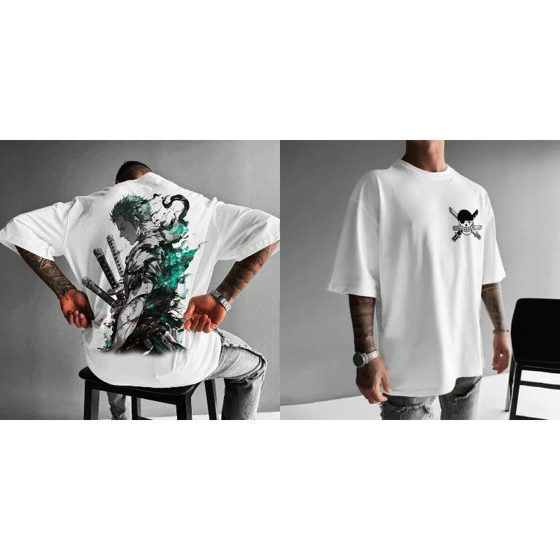 Li Wardrobe Zoro Heren T-shirt met Korte Mouwen Nieuw Zomer Katoen Streetwear Casual Top Grafisch T-shirt Oversized Y2k Kleding Unisex L