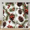 Piece Set High Definition Digital Printed Curtainschristmas Pinecones Redberries Greenbranches Nature Style Seamless Patter Curtains Made Of Polyester