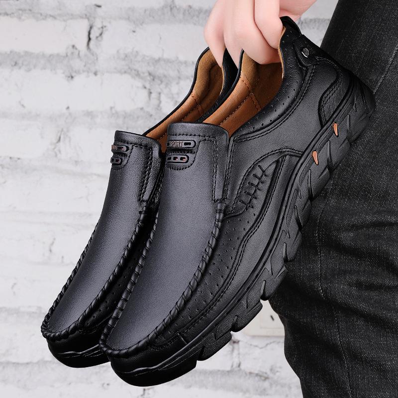 Leather shoes leather large size casual hiking shoes 37 чёрный