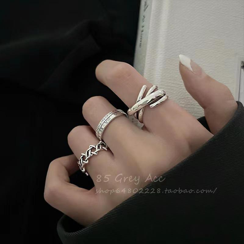 Verstellbares Ring-Set im koreanischen Stil für Damen - Enthält offene Zeigefinger- und Kettenringe