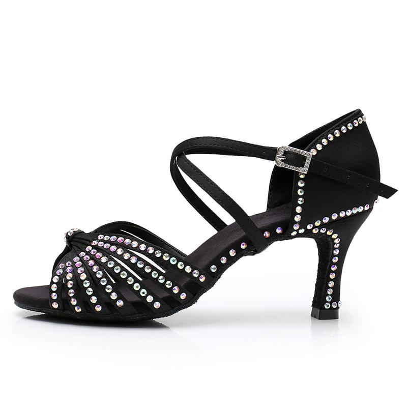 Туфли для латинских танцев, женские туфли для бальных танцев, блестящие стразы, на каблуке 7 см 39