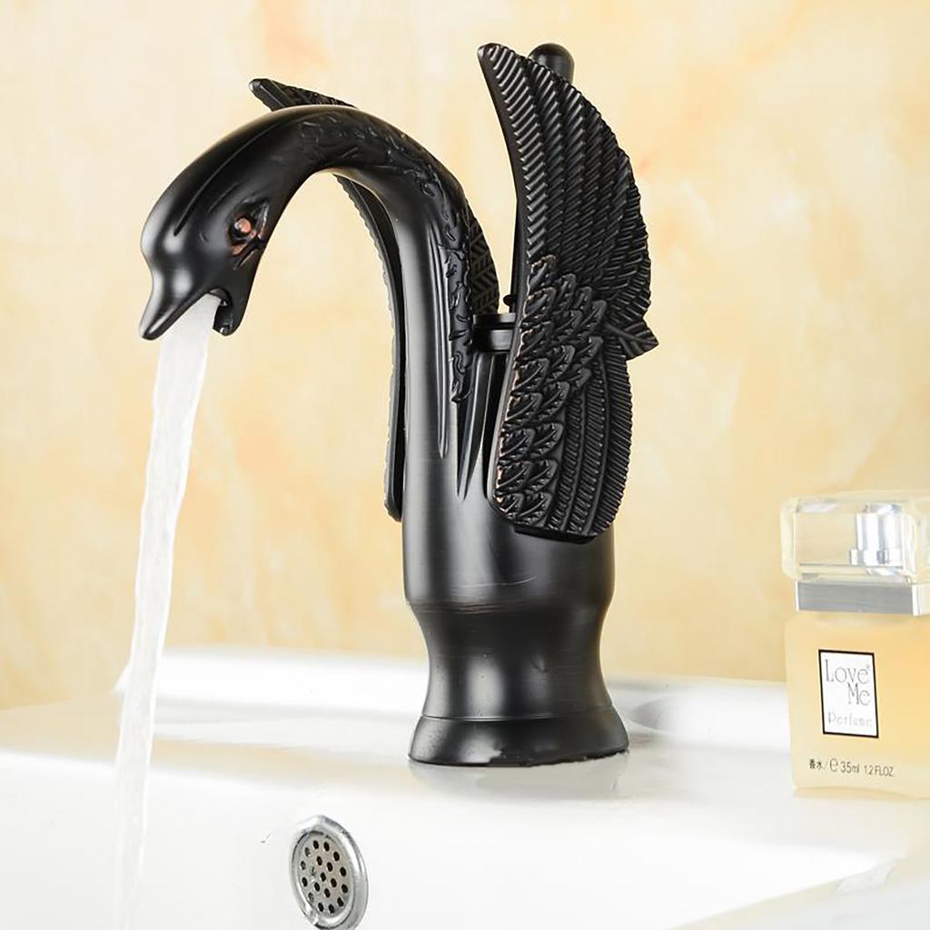 Golden Swan Bathroom Basin Faucet Bathtub Faucet New Design Swan Faucet Copper Gold Faucet Hot and Cold Faucet