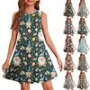 Girl Summer Dress Sleeveless Printed Color Casual Dress