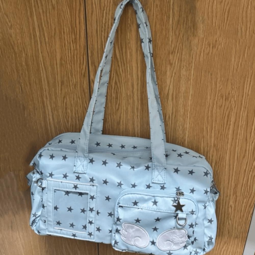 Sweet Star Print Ita Bag DIY Badge Display Wing Design Lolita Handbag Large Capacity Heart-shaped Display Layer