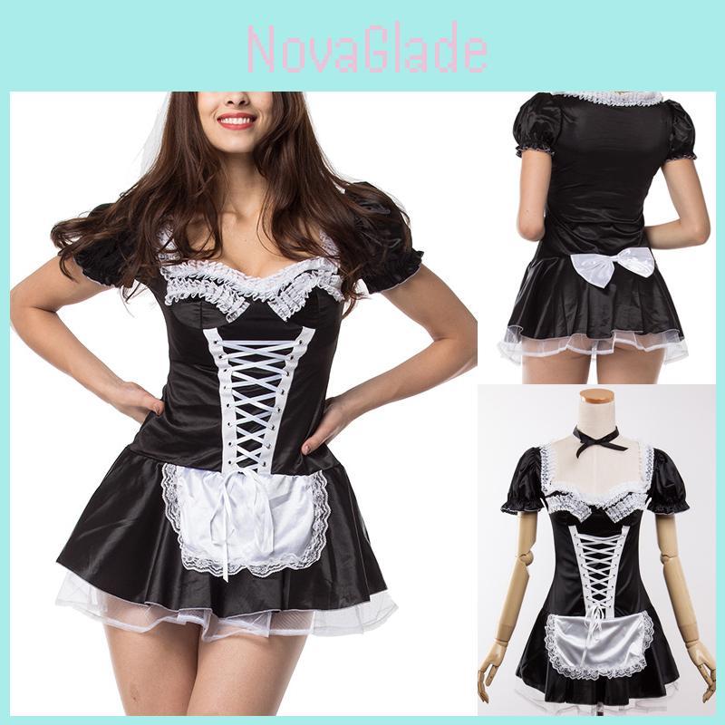Stunning Sexy Lace Women's French Maid Servant Dress For Halloween And Cosplay Parties