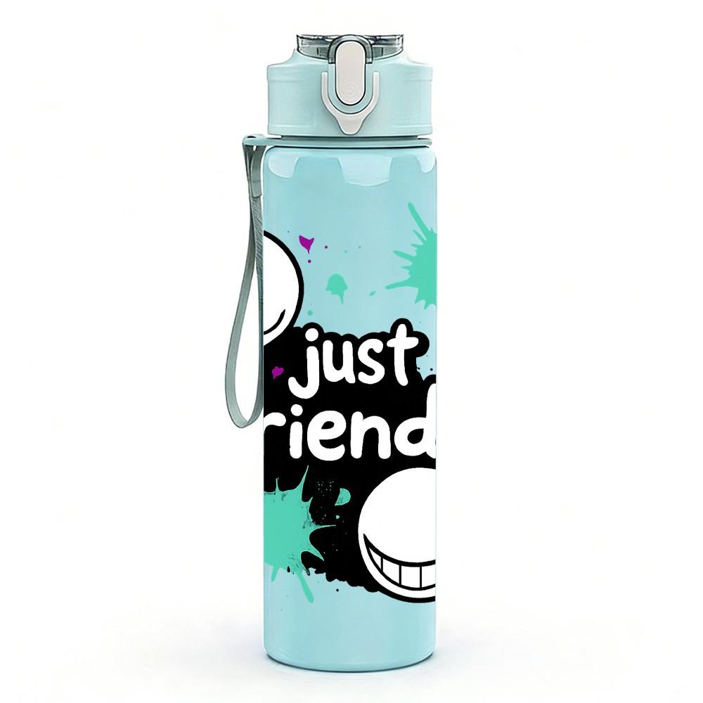 1PC Just Friends Tennis Ball Letter 750ml Color Plastic Sports Water Bottle Leakproof Flip Straw Lid Suitable for Sports Office Home Use