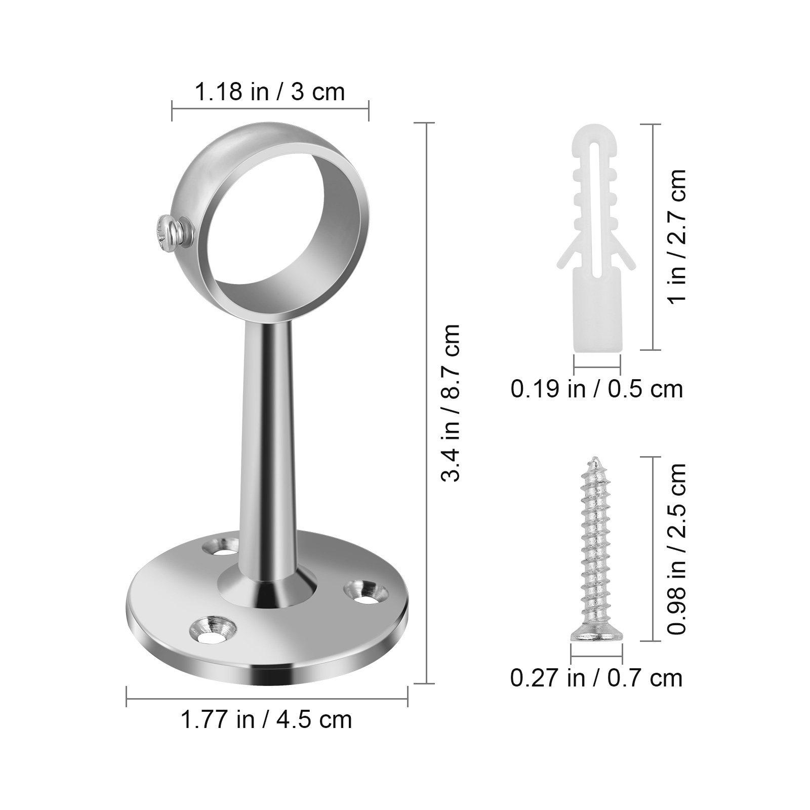 2PCS WINOMO 25MM Hanging Rod Support Bracket Wardrobe Rail Holder Closet Tube Mount Hanger for Clothes Storage Solutions other