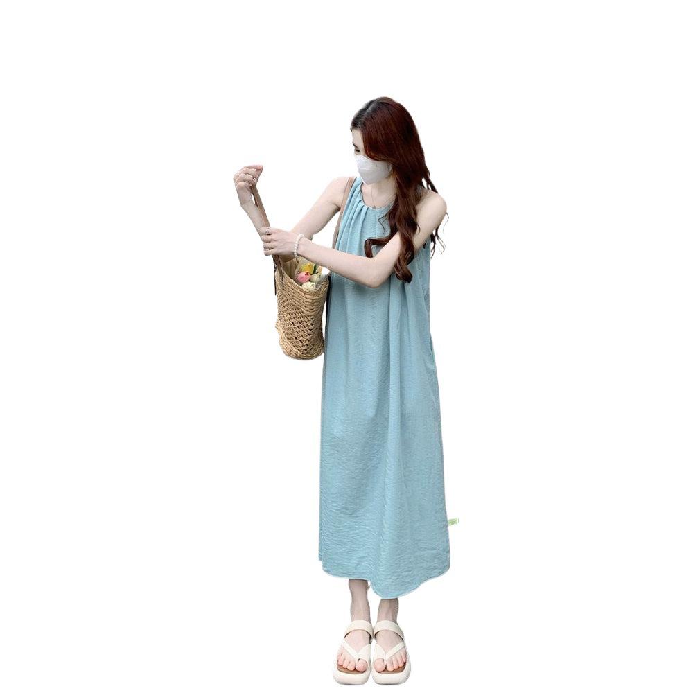 Women's Summer French Style Halter Neck Beach Dress