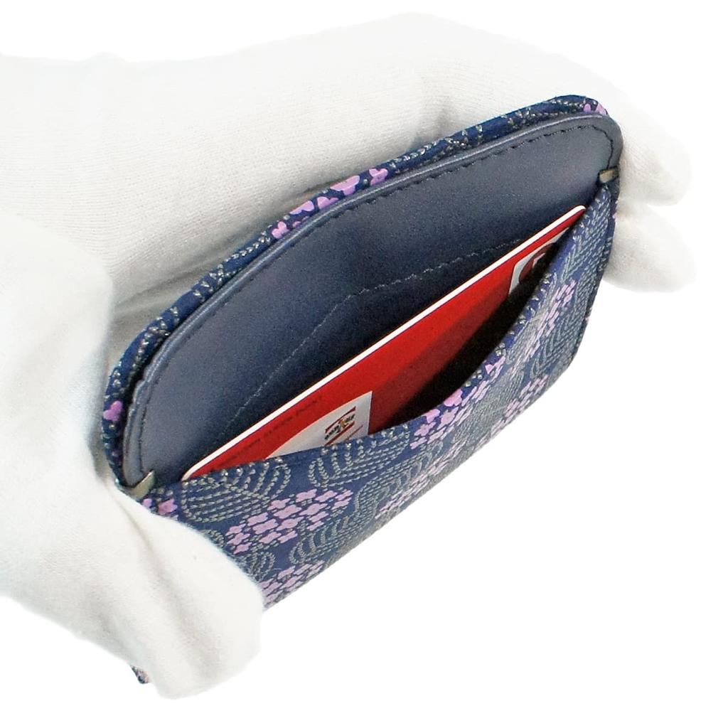 Indenya Inden Coin Hydrangea Navy Blue X Purple Calico X Gray Lacquer 8002 Purse, Deerskin, Miso, Pattern,
