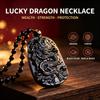Natürlicher schwarzer Obsidian, chinesischer Drache-Anhänger, Jade-Halskette, Schmuck, Amulett, Glücksbringer für Männer