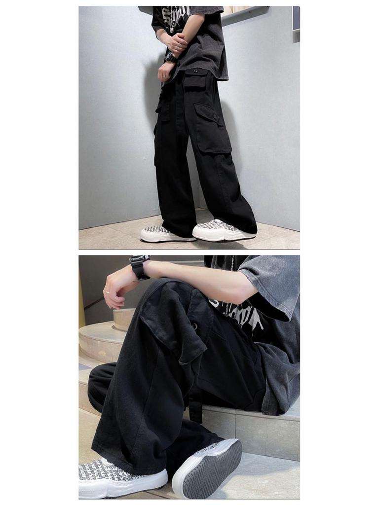 Men's Multi-Pocket Overalls: Original American High-Street Retro Hip-Hop Style, Japanese Straight Casual Pants Trend.