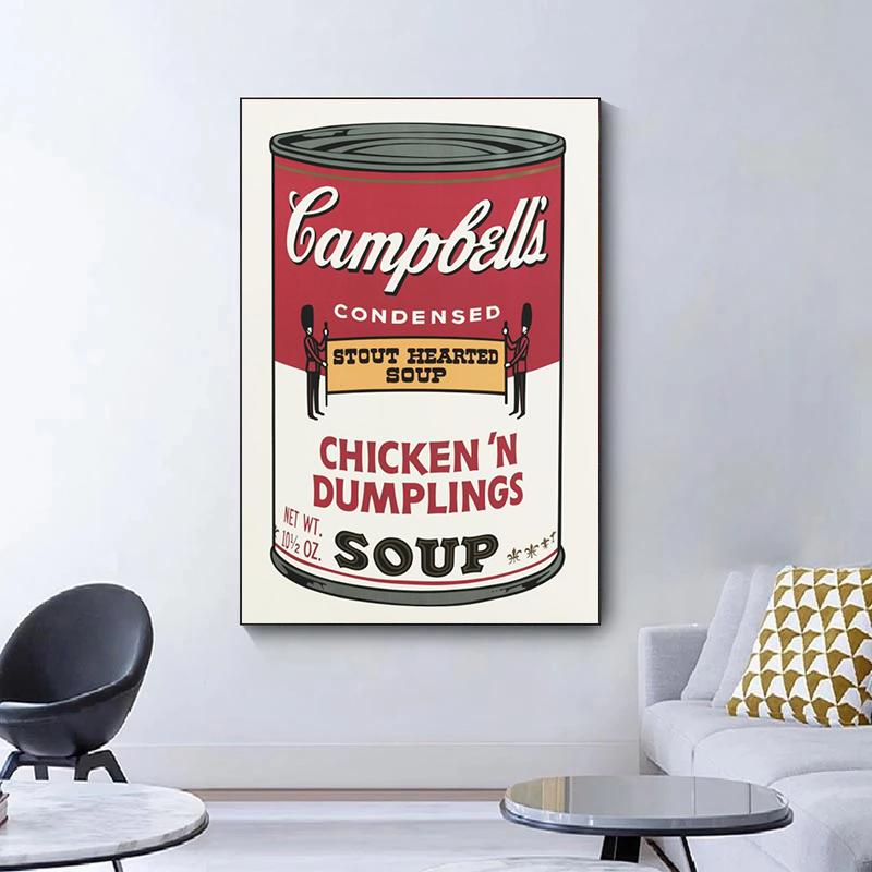 Andy Warhol Series Campbell Soup Canned Canvas Painting Aesthetic Poster and Prints Wall Art Picture Bar Restaurant Home Decor No Frame