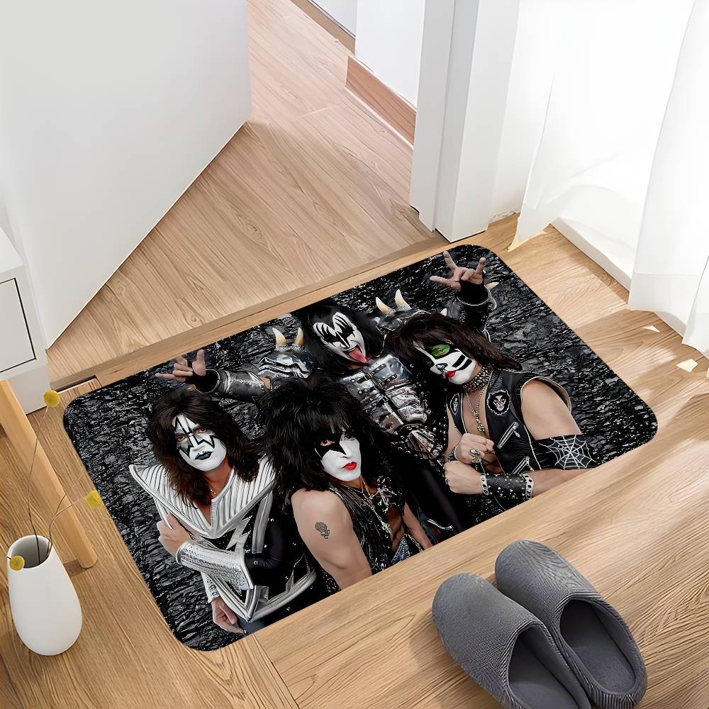K_Kiss Band Hallway Carpet Washable Non-Slip Living Room Sofa Chairs Area Mat Kitchen Doormat Area Rug