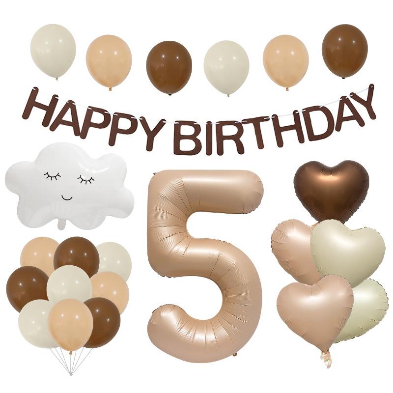 Wind caramel balloon birthday venue arrangement love balloon bundle closed eyes cloud aluminum film set cloth