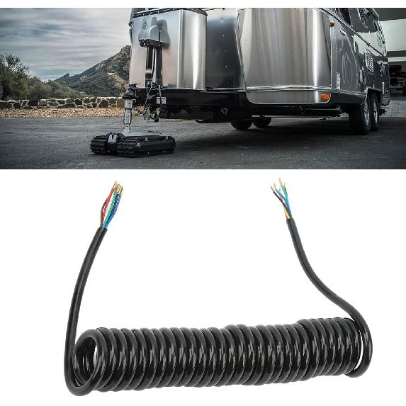 Haofy Trailer Extension Coiled Cable, 12.8ft 20AWG 7 Core Polyurethane Copper, Trailer Extension Coiled Power Cable for Tow Truck RV