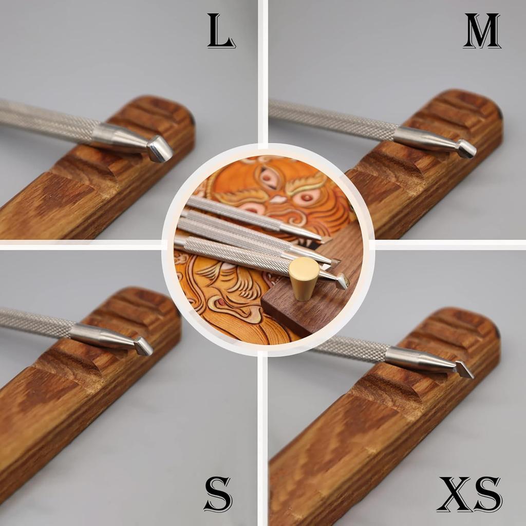Leather Stamping Tool Beveling Undercut Beveler Stamps 304 Stainless Steel Carving DIY LeatherCrafts Tools (Full Set, 4pcs (XS+S+M+L))