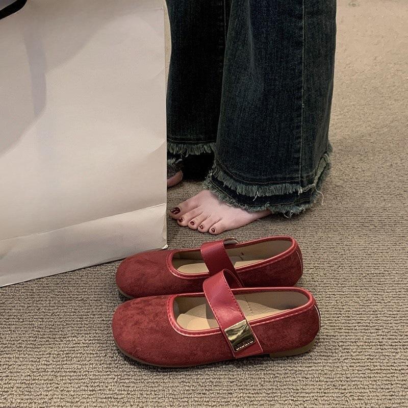 Shallow Single Shoes Female New Fairy with Skirt Mary Jane Shoes Flat Ballet Beanie Shoes
