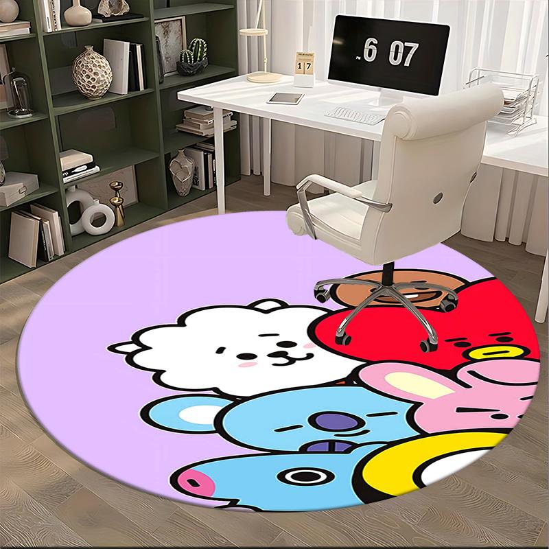 BT21 Characters, Chair mat Round Rug Office carpet, Non slip, Suitable for Living Rooms, Bedrooms decor.1205396a