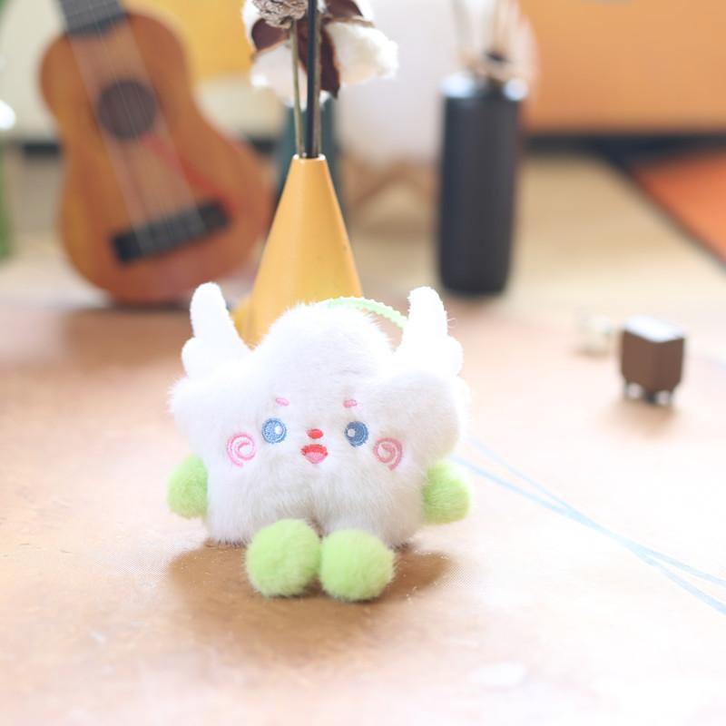Cute Fluffy Star Keyring Plush Doll Adorable Cloud Bag Charm With Pp Cotton Filling