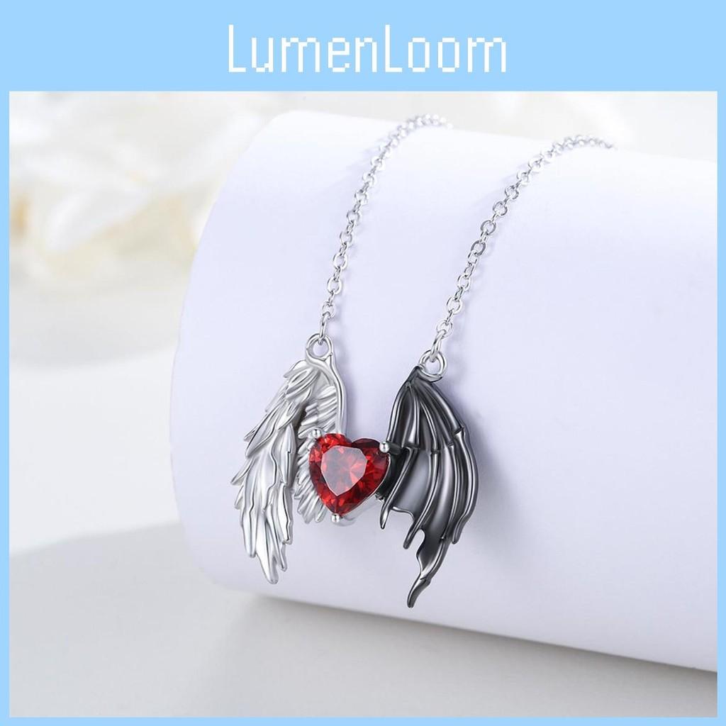 Pendant Feminine Heart Necklace With Angel Wing And Demon Design Daily For