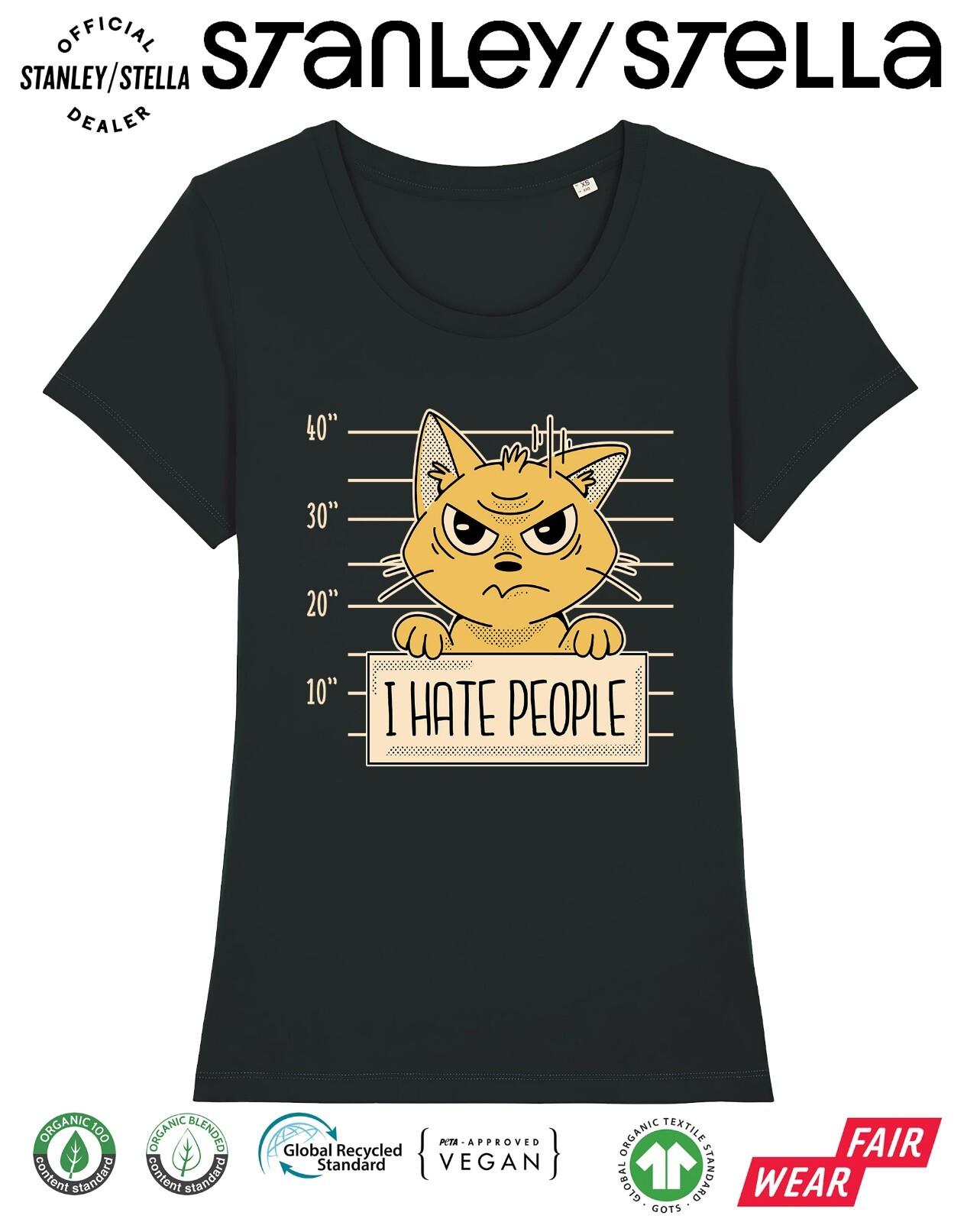 I Hate People Funny Cat T-Shirt Mens Womens Tees Top Womens Pet Gift / Premium Quality L