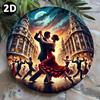 Vintage Argentinian Tango Couple Dance Metal Wall Art Round Iron Decor 7.8x7.8 Inch