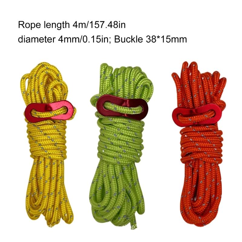 Camping Rope Cord Guy Line for Camping Tent Fixation, Travel Backpacks, Outdoor 13 Feet 4MM Reflective Tent Guy Rope
