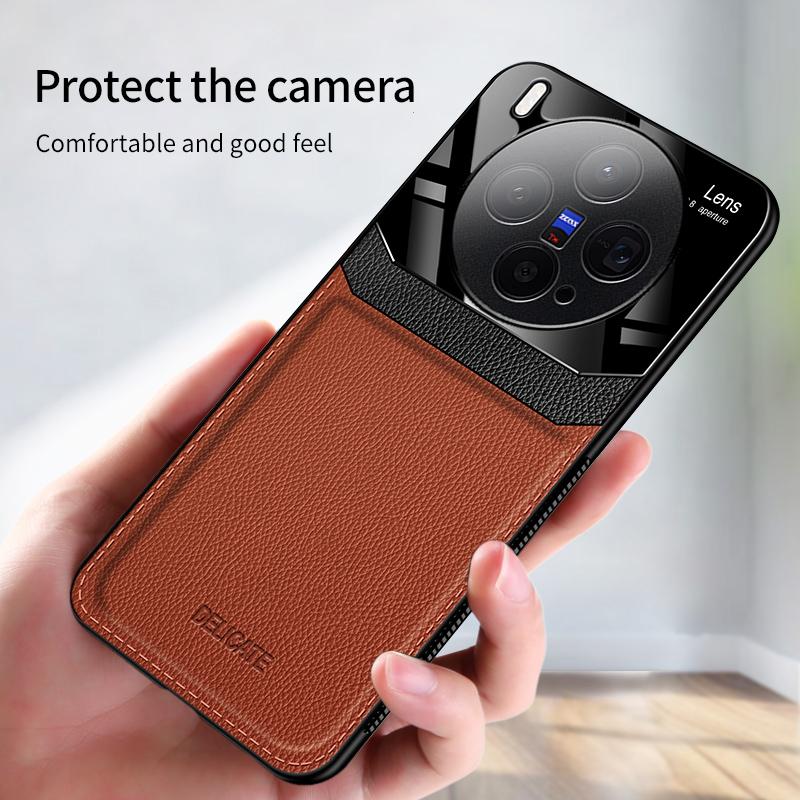EUCAGR Luxury Acrylic Leather Case For VIVO X300 Pro X300Pro Camera Protect Phone Back Cover for VIVO X300 Frame Coque