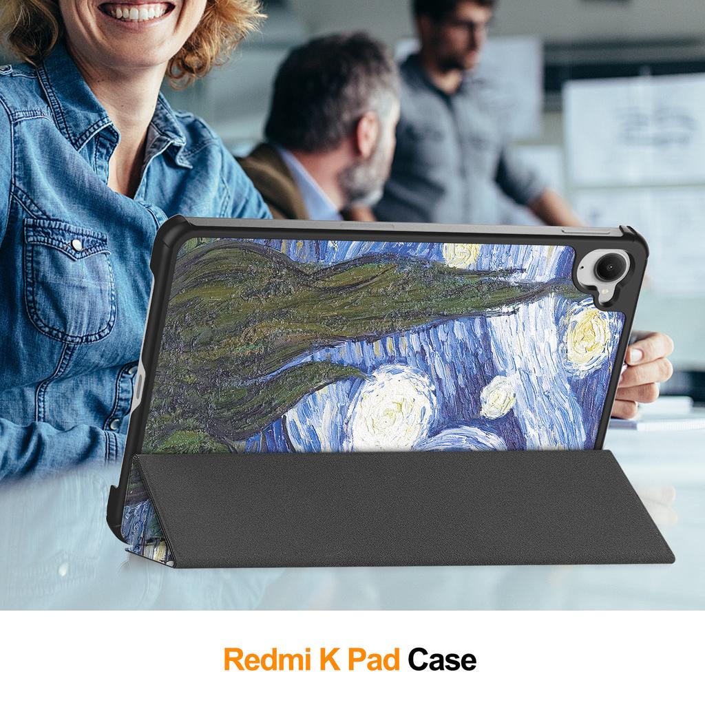 For Xiaomi Redmi K Pad Case Pattern Print Leather Stand Tablet Cover