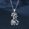 European and American Mother and Child Giraffe Necklace Hollowed-out, Rhinestone-studded Animal Pendant