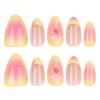 Long Wear French Artificial Nail 3D Flower Detail Yellow Coral Blend Easy Application Durability ABS Materials