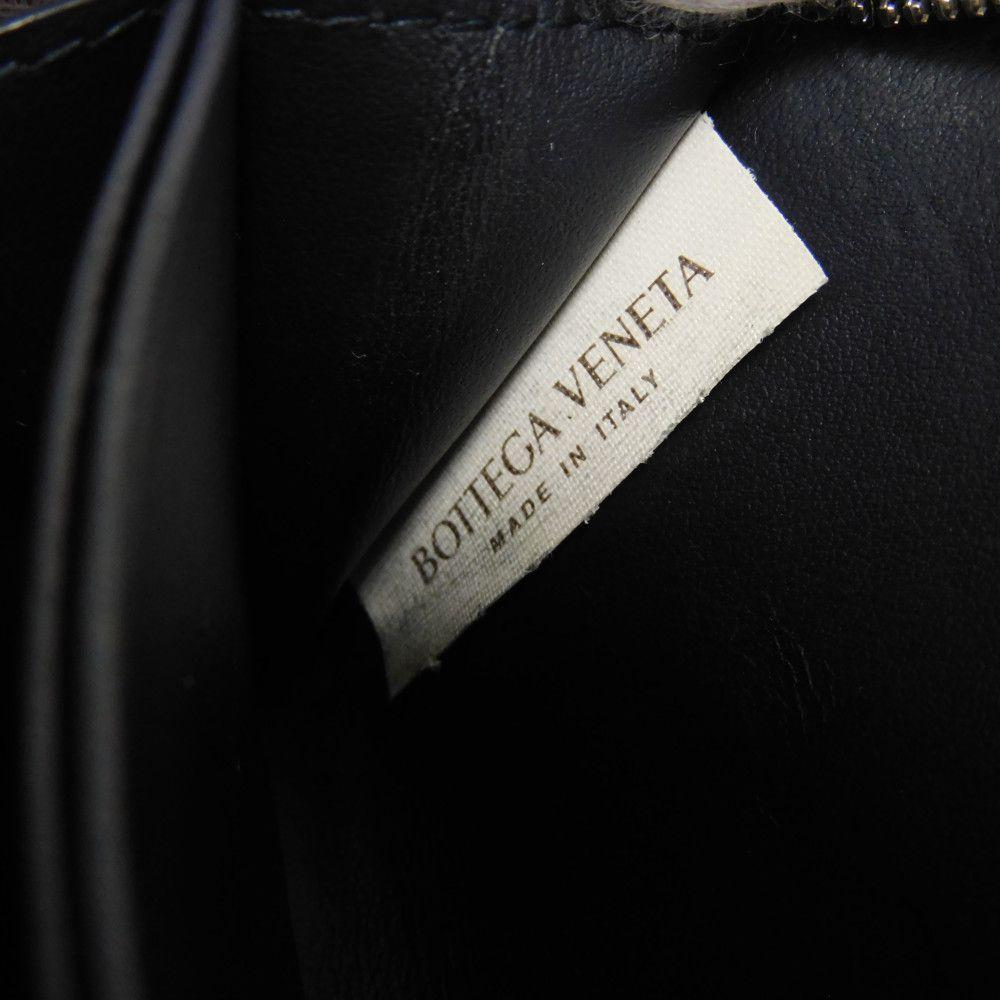 Usado 11897 porta-moedas 620348 7943 Pele de Bezerro Marinho Zíper ao Redor RFID Maxi Intrecciato Verde Masculino do Japão AUTÊNTICO