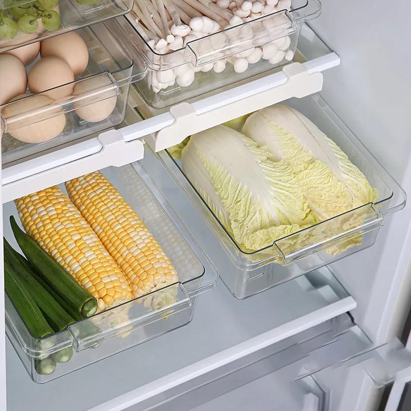 1pc/2pcsRoller Drawer Large Capacity Refrigerator Food Storage Box Suitable for Fruit Vegetable,egg Storage and Preservation Box