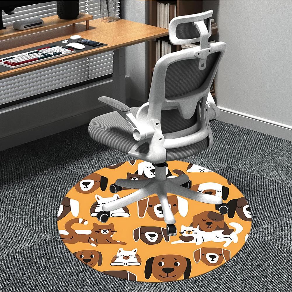 

1pc Dogs Cats Pattern Chair Carpet for Office Machine Washable Rug for Office, Good Gift for Family or Friends yy251225206 80cm by 80cm