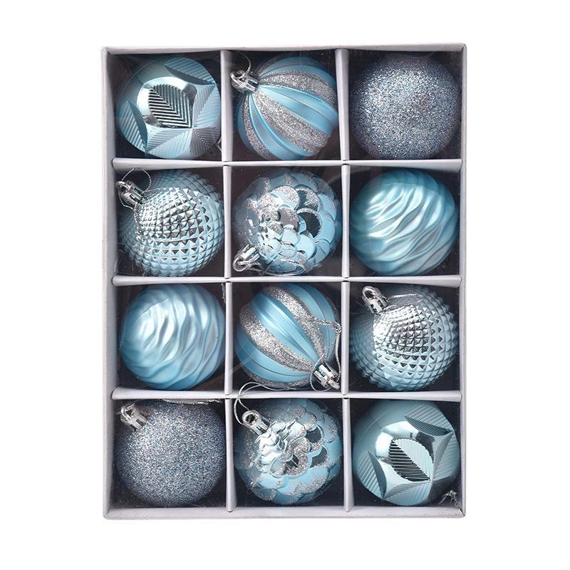 12pc Painted Christmas Ball Set - 6cm Ornaments for Tree & Holiday Decor