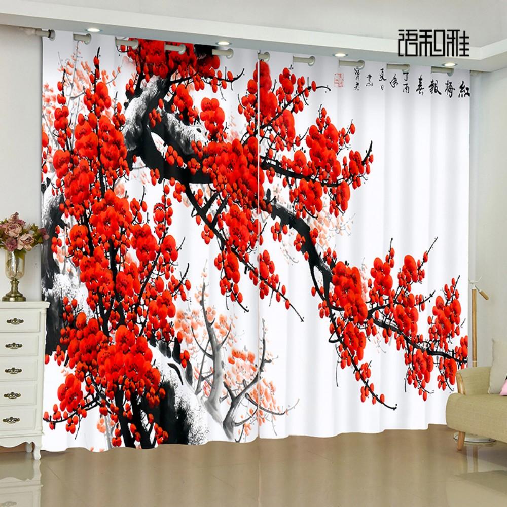 Custom Window Elegant Drape Chinese Ancient Wall Landscape Painting Living Area Balcony Semi Shade Sunscreen Curtain Cortinas 2panels