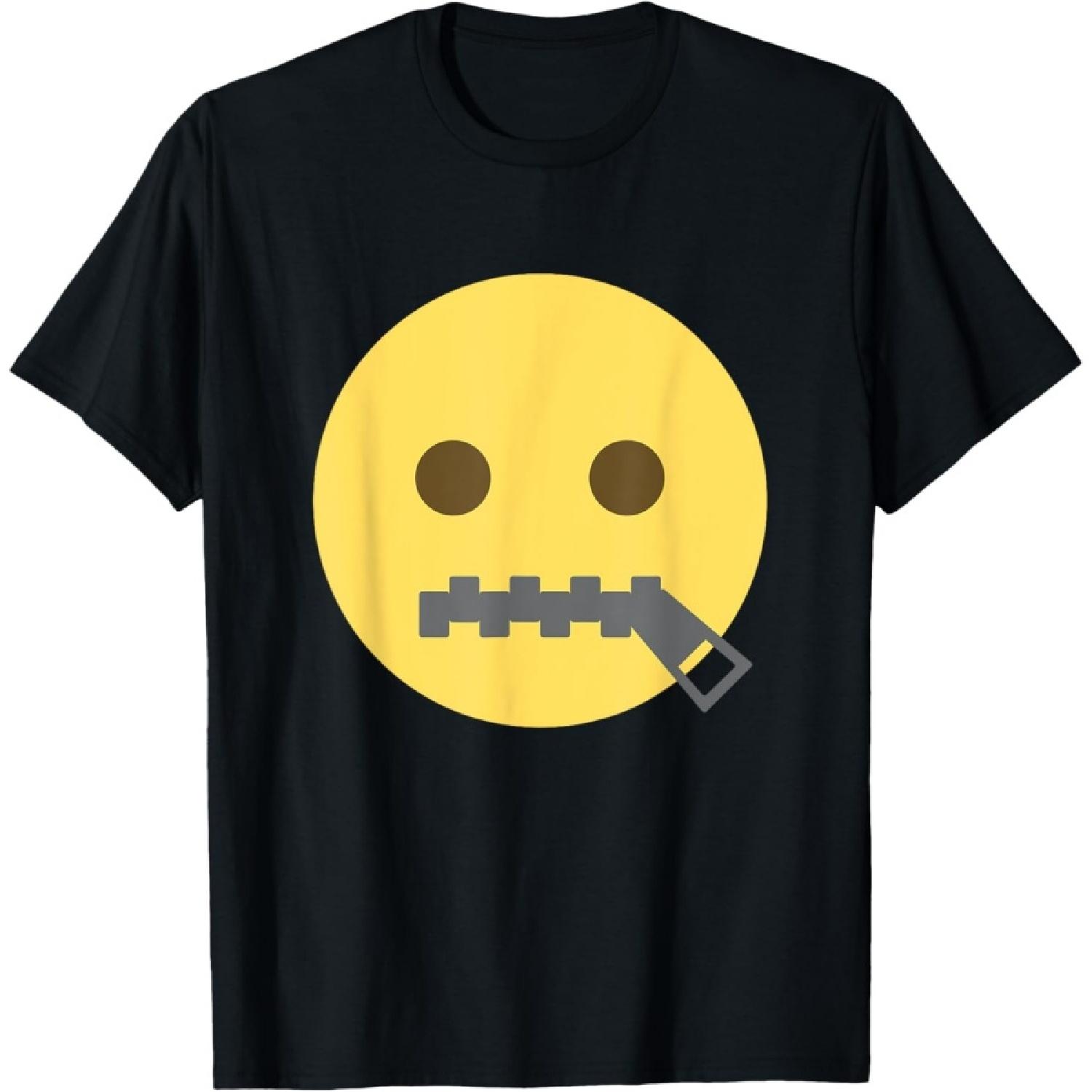 Zipper-Mouth Face Emoticon Lips Sealed Zip It T-Shirt S