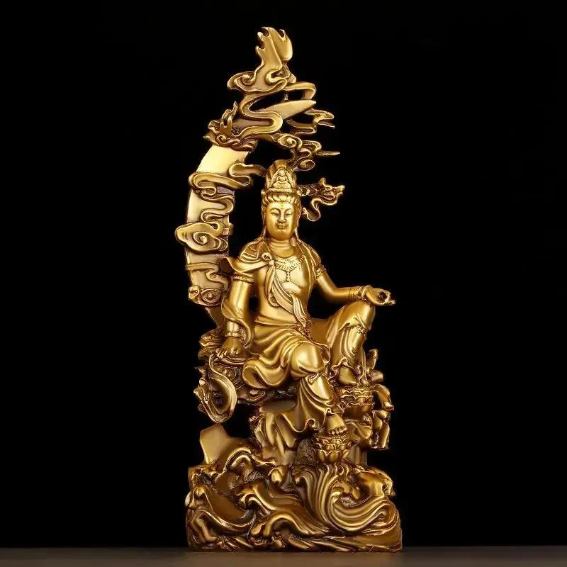 Feng Shui Copper Guanyin Ornaments Bodhisattva Home Office Buddha Statue