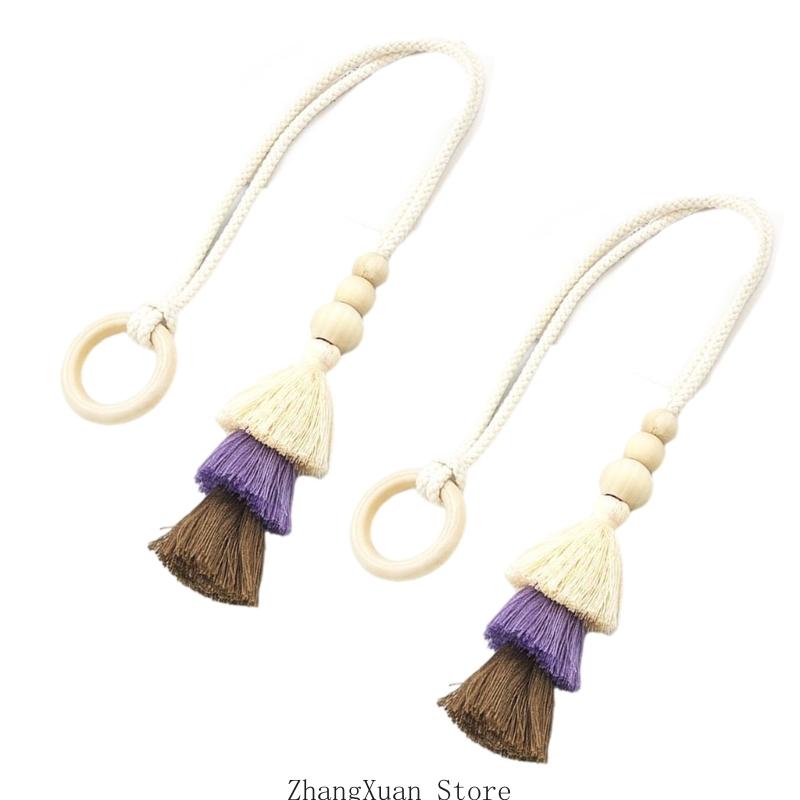 3XUF 2Pcs Elegant Curtain Tiebacks Triangular Fringe Decors for Office or Home Use